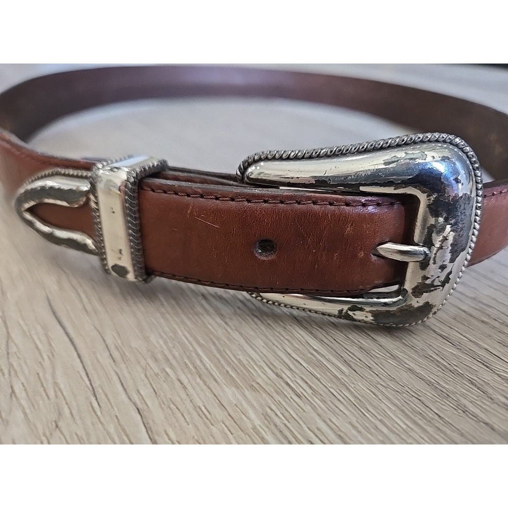 Vintage Tony Lama Western Leather Belt Braided Woven Cowboy Red/Brown 34"
